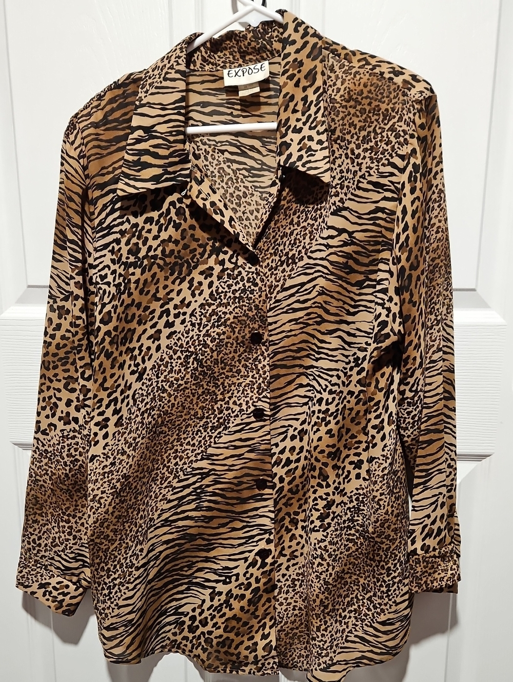 Vintage EXPOSE Mixed Animal Print Blouse Shirt Made in USA Size 2X